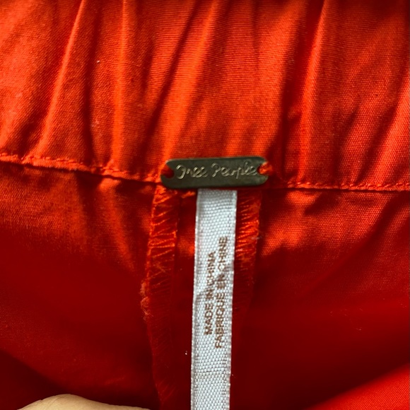 Free People off the shoulder red shirt w/ties at sleeves - Picture 5 of 5